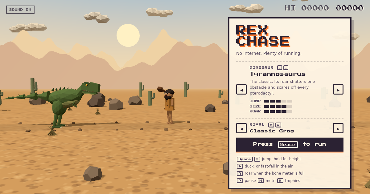 I turned the Chrome "no internet" dino game into 3D but with new twists and features